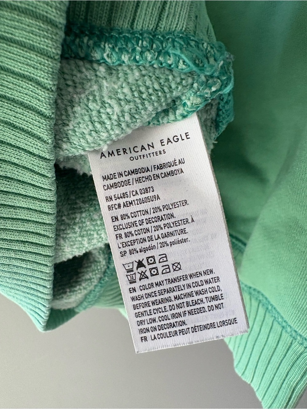 American Eagle Mint Green “Live-In” Graphic Crewneck Sweatshirt XS - Picture 7 of 7